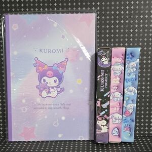 Kuromi Pastel Notebook Journal and 3 Blind Box Pen Sets NWT